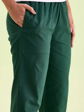 Load image into Gallery viewer, Go Colors Bottle Green Cotton Pencil Pant

