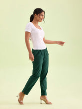 Load image into Gallery viewer, Go Colors Bottle Green Cotton Pencil Pant
