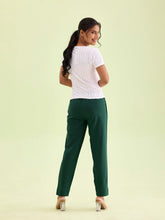 Load image into Gallery viewer, Go Colors Bottle Green Cotton Pencil Pant
