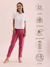 Load image into Gallery viewer, Go Colors Dark Pink Cotton Pencil Pant
