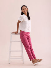 Load image into Gallery viewer, Go Colors Dark Pink Cotton Pencil Pant
