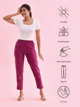 Load image into Gallery viewer, Go Colors Dark Wine Cotton Pencil Pant
