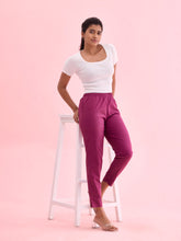 Load image into Gallery viewer, Go Colors Dark Wine Cotton Pencil Pant
