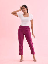 Load image into Gallery viewer, Go Colors Dark Wine Cotton Pencil Pant
