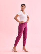 Load image into Gallery viewer, Go Colors Dark Wine Cotton Pencil Pant
