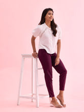 Load image into Gallery viewer, Go Colors Dark Purple Cotton Pencil Pant
