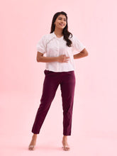 Load image into Gallery viewer, Go Colors Dark Purple Cotton Pencil Pant
