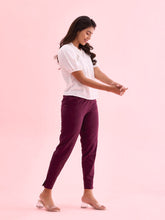 Load image into Gallery viewer, Go Colors Dark Purple Cotton Pencil Pant

