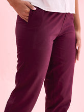 Load image into Gallery viewer, Go Colors Dark Purple Cotton Pencil Pant
