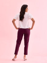 Load image into Gallery viewer, Go Colors Dark Purple Cotton Pencil Pant
