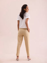 Load image into Gallery viewer, Go Colors Light Beige Cotton Pencil Pant

