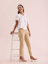 Load image into Gallery viewer, Go Colors Light Beige Cotton Pencil Pant
