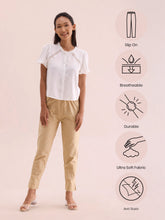 Load image into Gallery viewer, Go Colors Light Beige Cotton Pencil Pant
