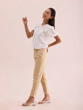 Load image into Gallery viewer, Go Colors Light Beige Cotton Pencil Pant
