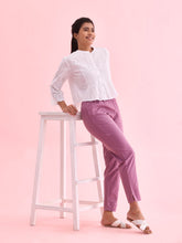 Load image into Gallery viewer, Go Colors Lilac Cotton Pencil Pant
