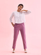 Load image into Gallery viewer, Go Colors Lilac Cotton Pencil Pant
