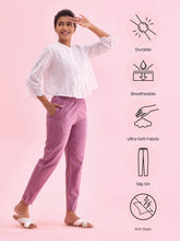 Load image into Gallery viewer, Go Colors Lilac Cotton Pencil Pant

