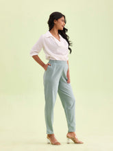Load image into Gallery viewer, Go Colors Light Green Cotton Stripe Pencil Pants
