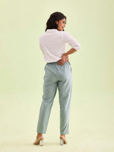 Load image into Gallery viewer, Go Colors Light Green Cotton Stripe Pencil Pants
