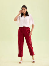 Load image into Gallery viewer, Go Colors Maroon Cotton Pencil Pant
