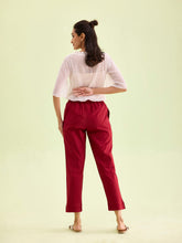 Load image into Gallery viewer, Go Colors Maroon Cotton Pencil Pant
