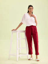 Load image into Gallery viewer, Go Colors Maroon Cotton Pencil Pant
