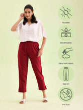 Load image into Gallery viewer, Go Colors Maroon Cotton Pencil Pant
