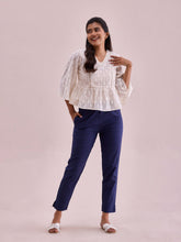 Load image into Gallery viewer, Go Colors Navy Cotton Pencil Pant
