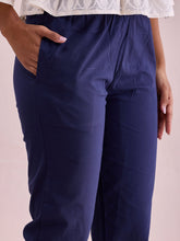 Load image into Gallery viewer, Go Colors Navy Cotton Pencil Pant
