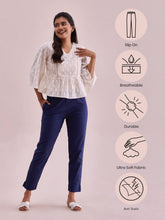 Load image into Gallery viewer, Go Colors Navy Cotton Pencil Pant
