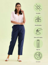 Load image into Gallery viewer, Go Colors Navy Cotton Stripe Pencil Pants
