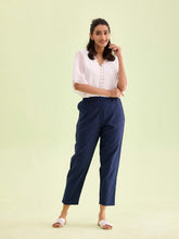 Load image into Gallery viewer, Go Colors Navy Cotton Stripe Pencil Pants
