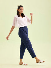 Load image into Gallery viewer, Go Colors Navy Cotton Stripe Pencil Pants
