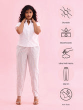 Load image into Gallery viewer, Go Colors White Cotton Stripe Pencil Pants
