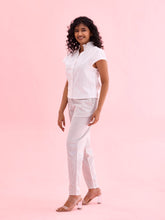 Load image into Gallery viewer, Go Colors White Cotton Stripe Pencil Pants
