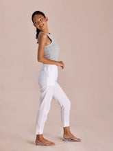 Load image into Gallery viewer, Go Colors White Cotton Pencil Pant
