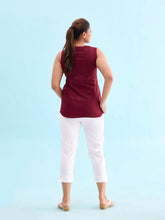 Load image into Gallery viewer, Go Colors White Cotton Cropped Pencil Pant
