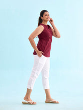 Load image into Gallery viewer, Go Colors White Cotton Cropped Pencil Pant
