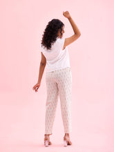 Load image into Gallery viewer, Go Colors White Linen Ikat Pencil Pant
