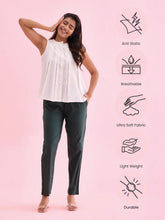 Load image into Gallery viewer, Go Colors Dark Green Cotton Cambric Cotton Pants
