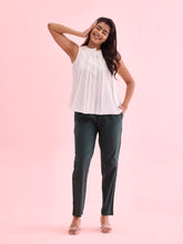 Load image into Gallery viewer, Go Colors Dark Green Cotton Cambric Cotton Pants
