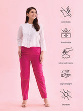 Load image into Gallery viewer, Go Colors Dark Rose Cotton Cambric Cotton Pants
