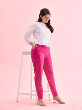 Load image into Gallery viewer, Go Colors Dark Rose Cotton Cambric Cotton Pants
