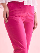 Load image into Gallery viewer, Go Colors Dark Rose Cotton Cambric Cotton Pants
