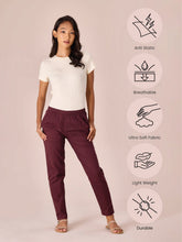Load image into Gallery viewer, Go Colors Dark Wine Cotton Cambric Cotton Pants
