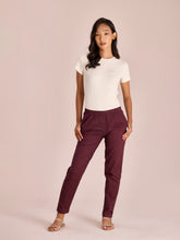 Load image into Gallery viewer, Go Colors Dark Wine Cotton Cambric Cotton Pants
