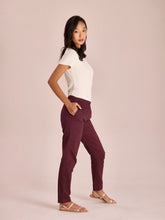 Load image into Gallery viewer, Go Colors Dark Wine Cotton Cambric Cotton Pants
