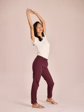 Load image into Gallery viewer, Go Colors Dark Wine Cotton Cambric Cotton Pants
