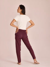 Load image into Gallery viewer, Go Colors Dark Wine Cotton Cambric Cotton Pants
