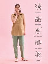 Load image into Gallery viewer, Go Colors Dusty Green Cotton Cambric Cotton Pants
